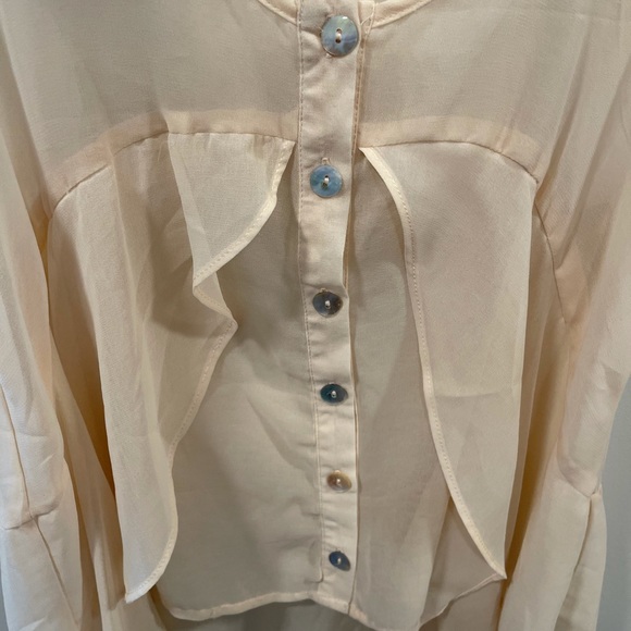 Chloe K for Nordstrom blush chiffon sheer high to low button down tank top - Picture 3 of 3